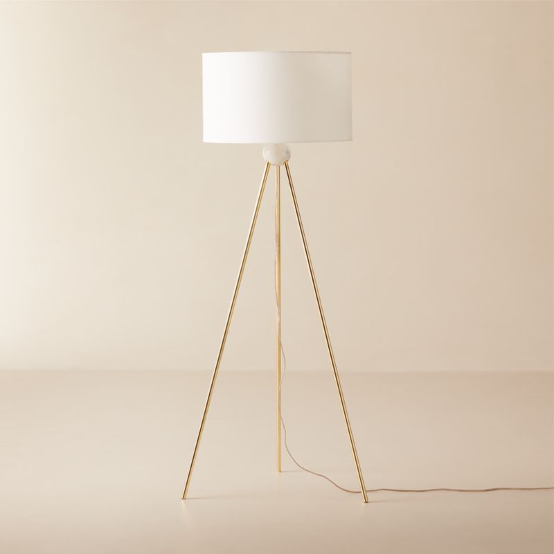 Reeza Tripod Brass and Marble Floor Lamp - image 2 of 6