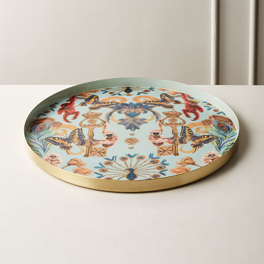 Decorative Coffee Table Trays Cb2 Regal Monkeys Enamel Serving Tray