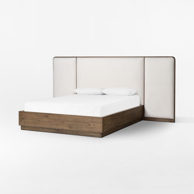 Regan Warm White Upholstered and Oak Wood King Bed - image 4 of 8