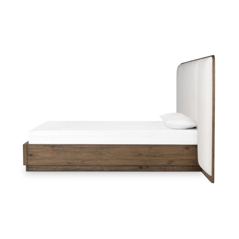 Regan Warm White Upholstered and Oak Wood King Bed - image 5 of 8