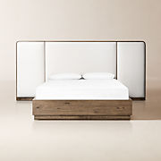 Regan Warm White Upholstered and Oak Wood King Bed