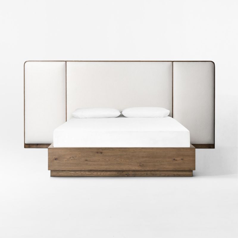 Regan Warm White Upholstered and Oak Wood King Bed - image 3 of 8