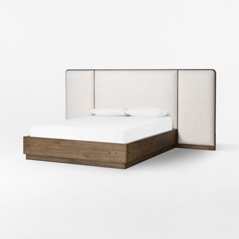 Regan Warm White Upholstered and Oak Wood Queen Bed - image 3 of 7