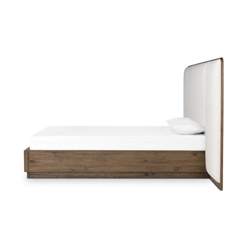 Regan Warm White Upholstered and Oak Wood Queen Bed - image 4 of 7