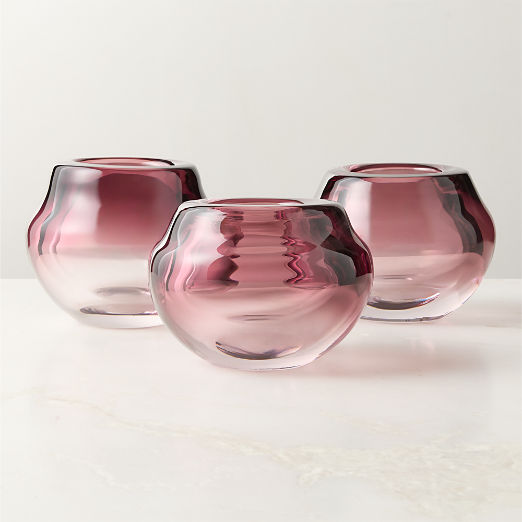 Regine Aubergine Purple Short Glass Vase by goop