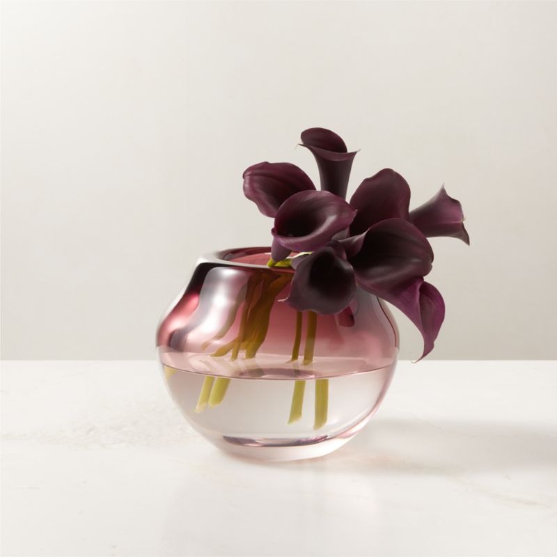 Viewing product image Regine Aubergine Purple Short Glass Vase by goop - image 1 of 11