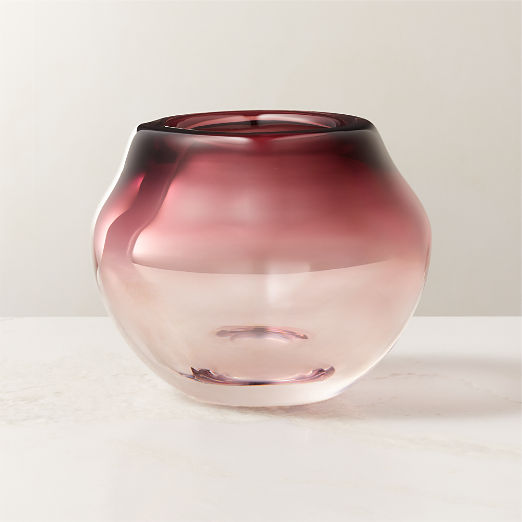 Regine Aubergine Purple Short Glass Vase by goop