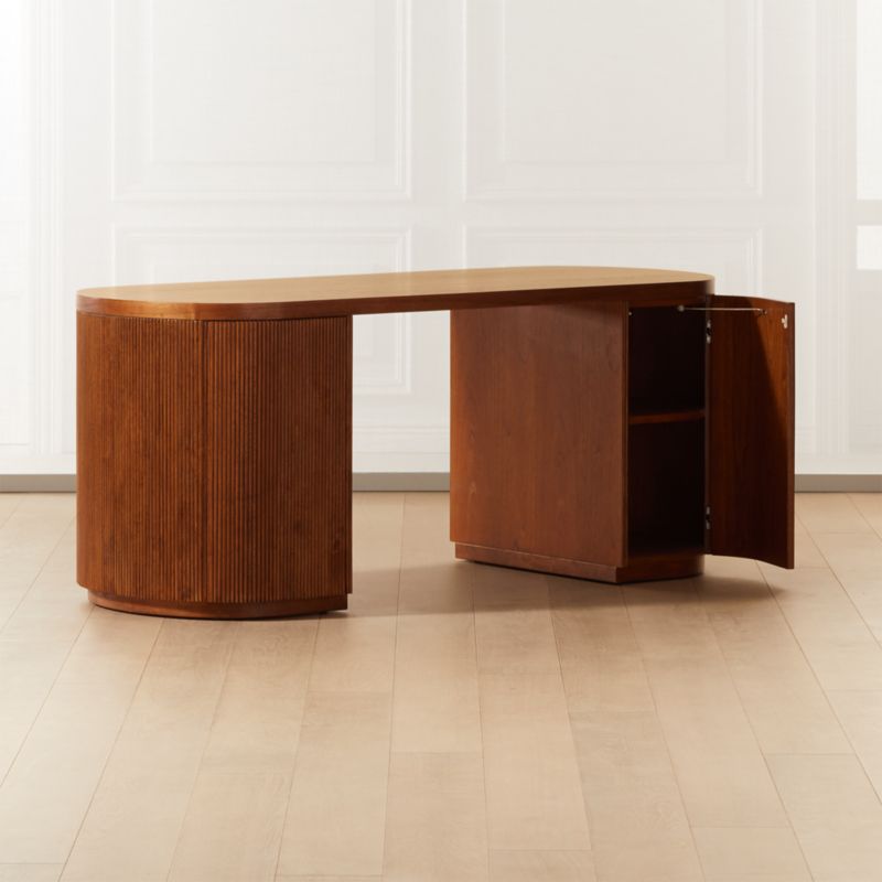 Reid Oval Brown Wood Storage Desk - image 4 of 14