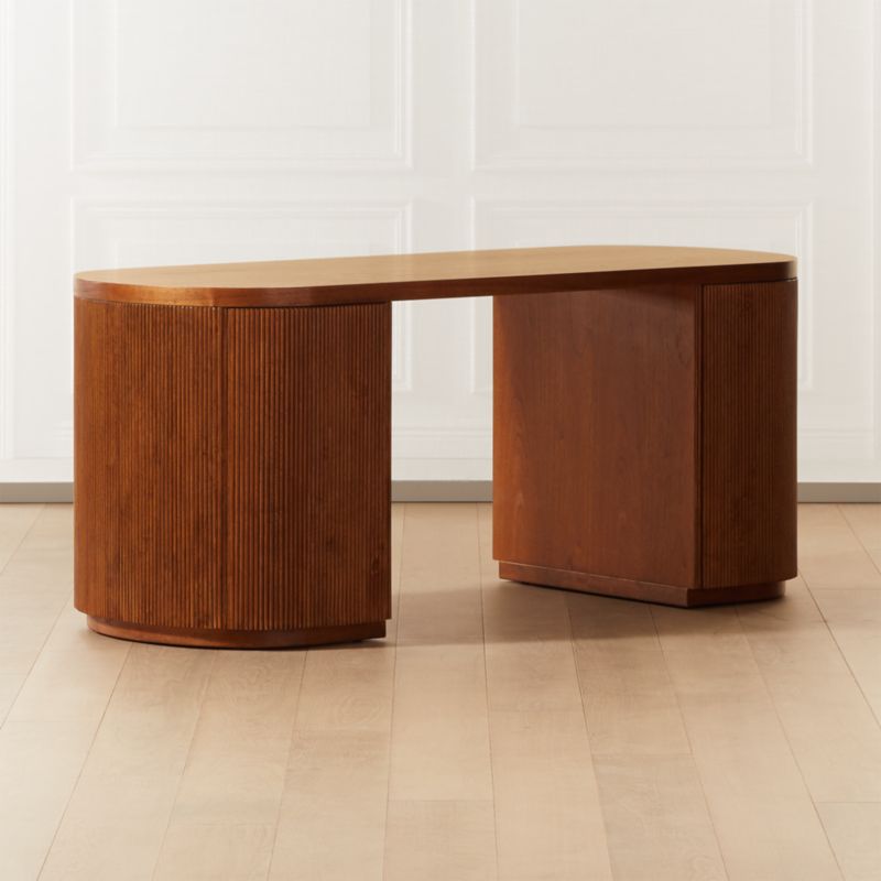 Reid Oval Brown Wood Storage Desk - image 3 of 14