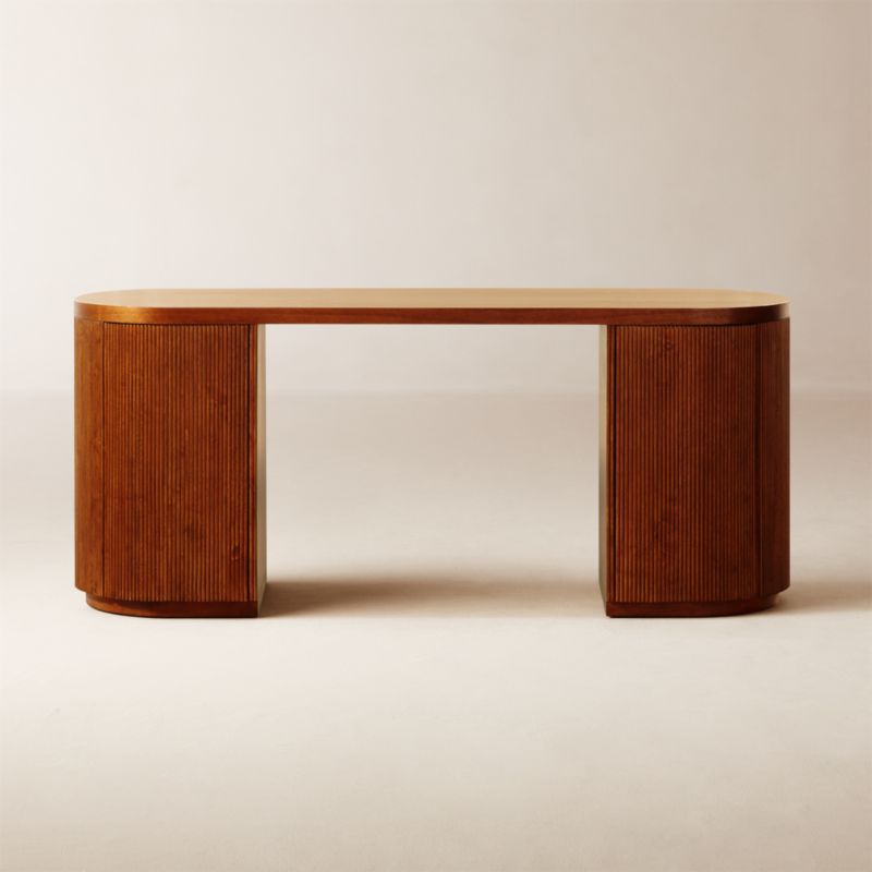 Reid Oval Brown Wood Storage Desk - image 0 of 14