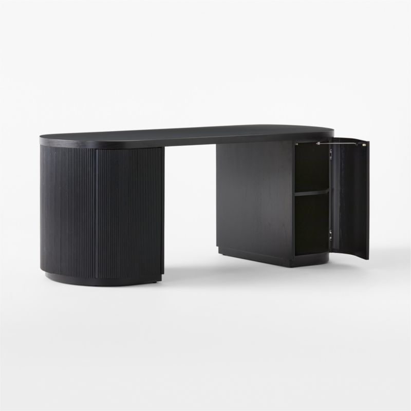 Reid Oval Black Wood Storage Desk - image 5 of 10