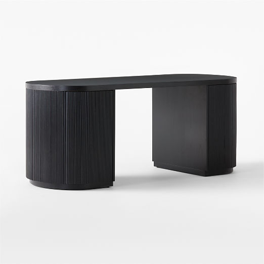 Reid 70" Oval Black Wood Storage Desk