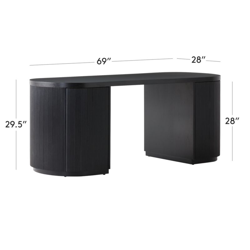 View Reid Oval Black Wood Storage Desk - image 3 of 10