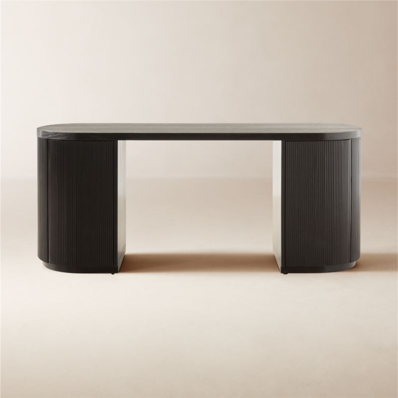 Reid Oval Black Wood Storage Desk - image 0 of 10