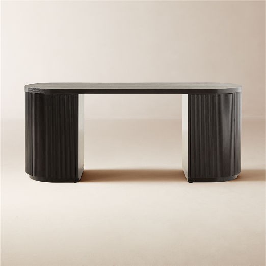 Reid Oval Black Wood Storage Desk