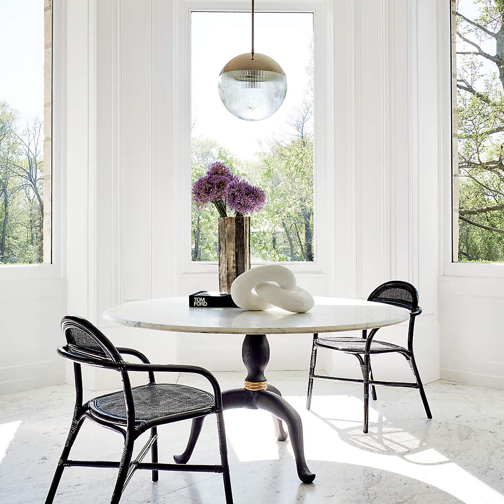 cb2 marble round table