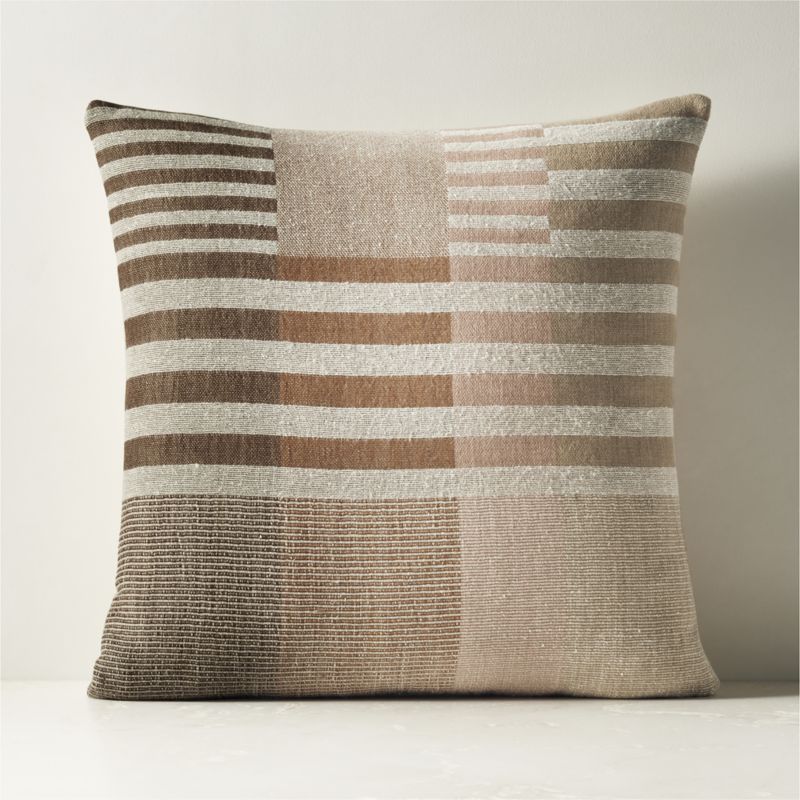 View Reina Light Brown Silk and Wool Throw Pillow with Down-Alternative Insert 20"x20" details