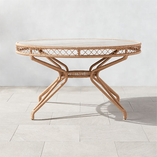 Remo Travertine and Rattan Outdoor Bistro Table
