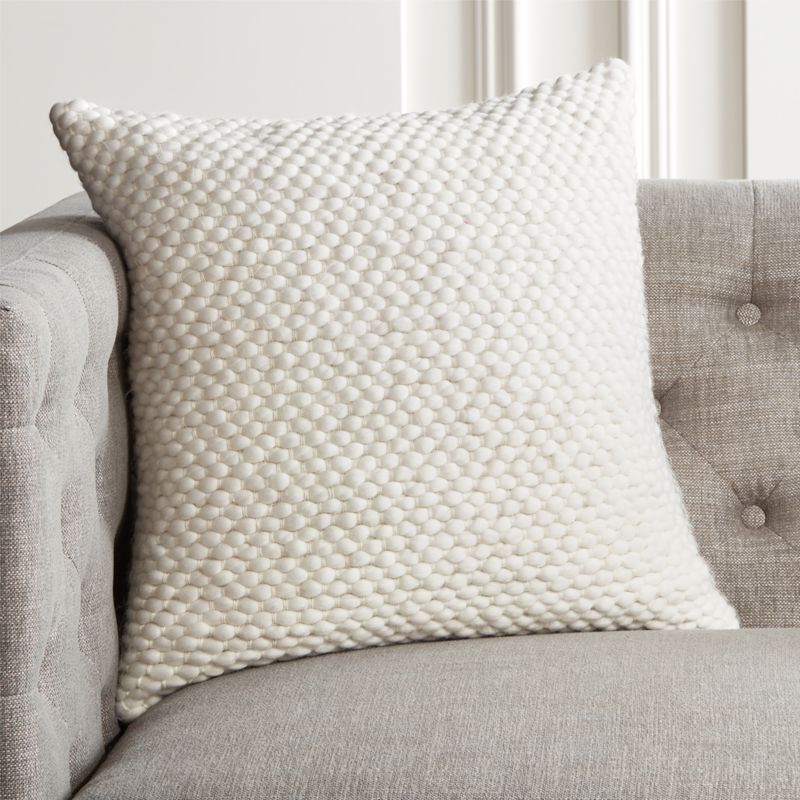 View Remy White Throw Pillow with Down-Alternative Insert 18" details