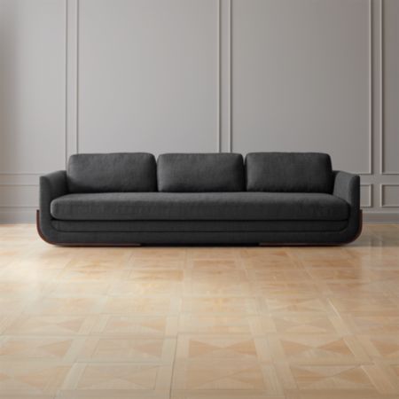 Remy Charcoal Grey Wood Base Sofa Reviews Cb2