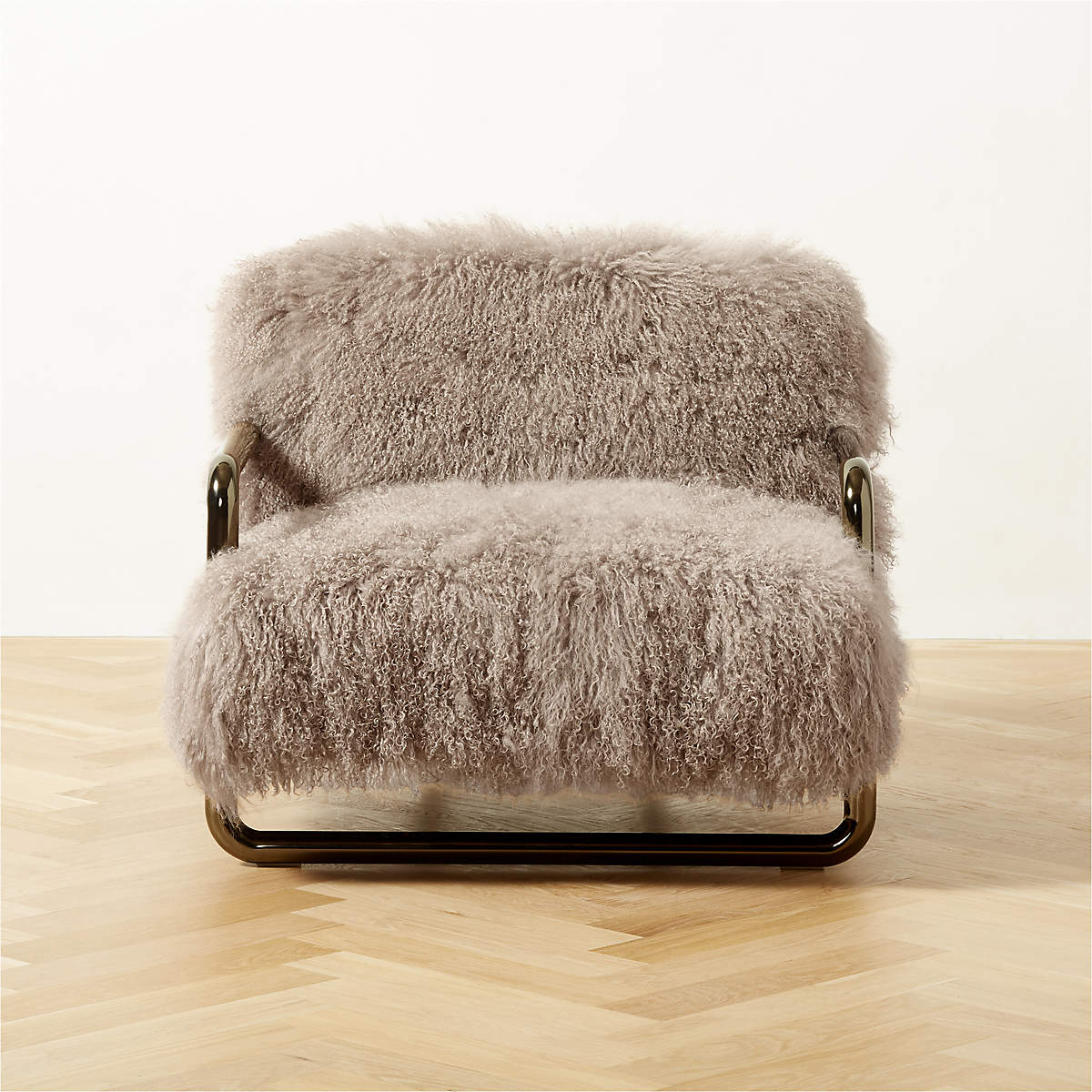 Ren Modern Grey Sheepskin Fur Accent Chair CB2 Canada