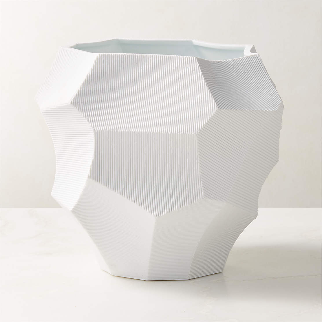 White Marble Modern Outdoor Planter + Reviews CB2