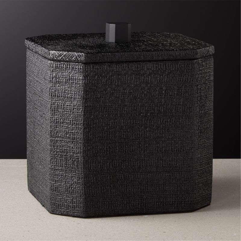 View Rene Lacquered Linen Matte Black Ice Bucket details
