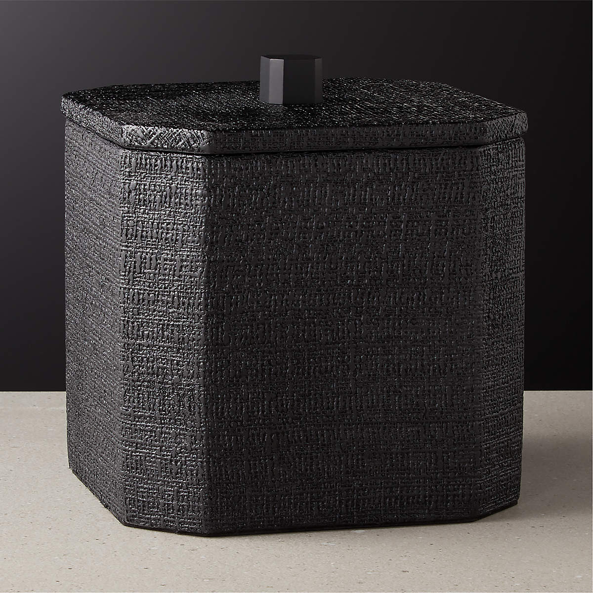 Rene Lacquered Linen Matte Black Ice Bucket + Reviews | CB2