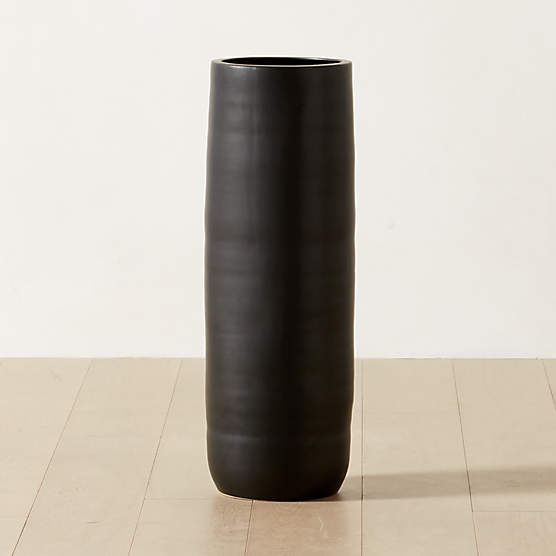 Desi Modern Ribbed Black Vase Tall + Reviews CB2