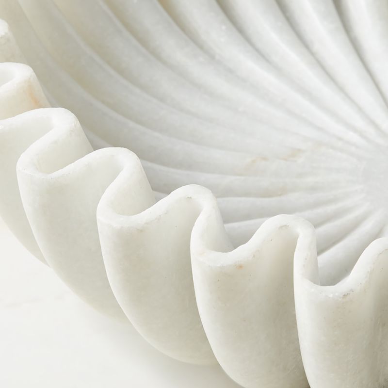 Reve Round Fluted White Marble Bowl - image 3 of 18