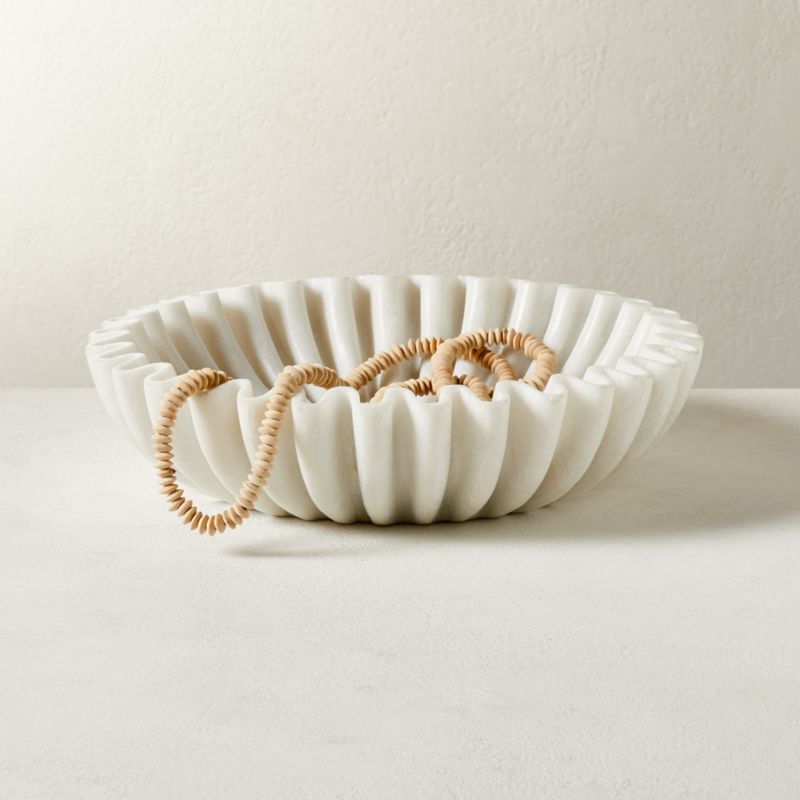 View Reve Round Fluted White Marble Bowl details