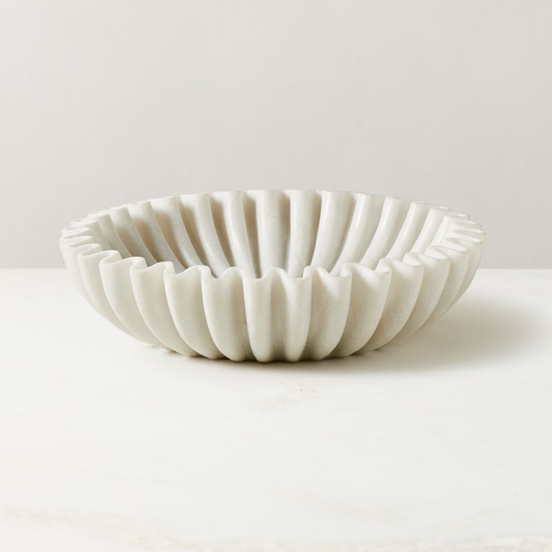 Reve Round Fluted White Marble Bowl - image 4 of 18