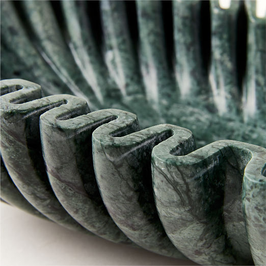 Reve Oval Fluted Green Marble Bowl