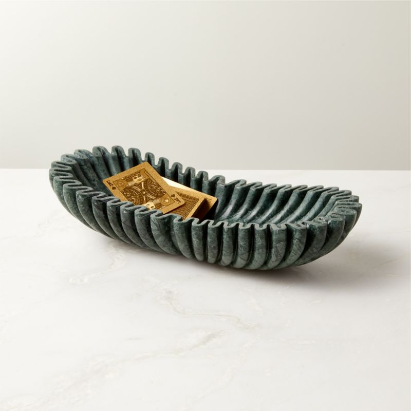 Reve Oval Fluted Green Marble Bowl - image 2 of 14