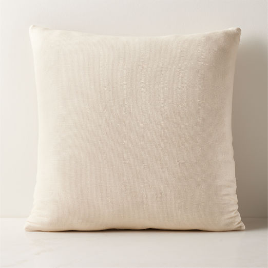 Reyas Warm White Embroidered Leather Throw Pillow 20"