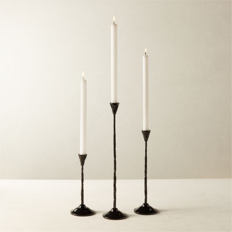 Rho Black Taper Candle Holders | CB2