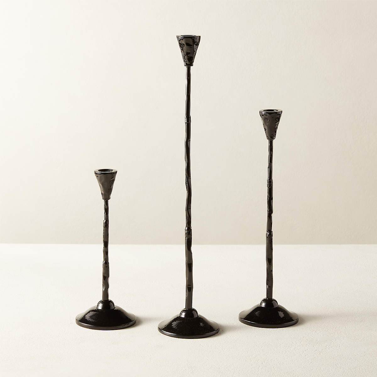 Rho Black Taper Candle Holder Set of 3 + Reviews CB2