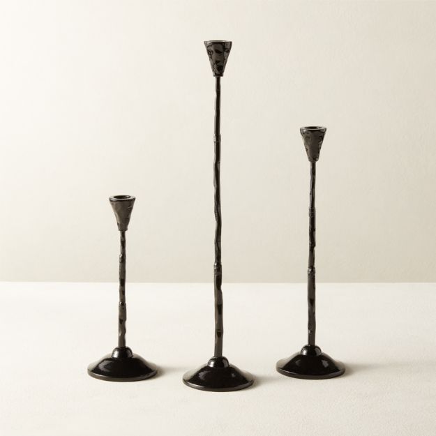Rho Black Taper Candle Holder Set of 3 CB2 Canada
