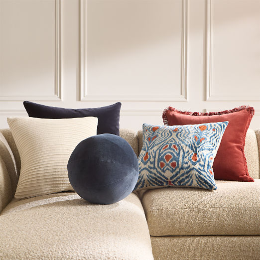 Vinette Blue Merino Wool and Velvet Throw Pillow 23"x23"
