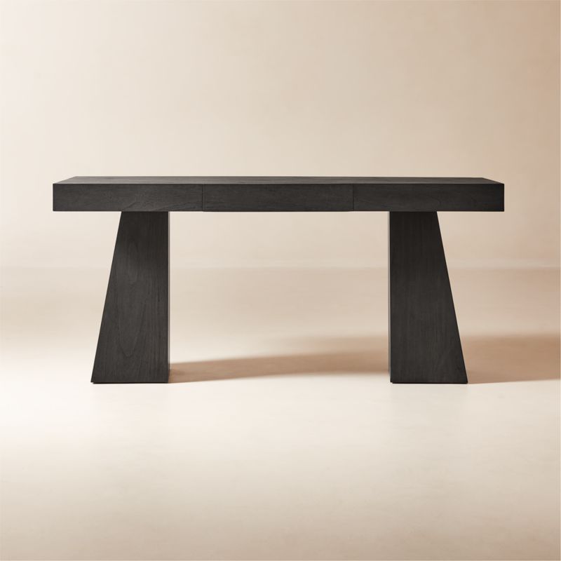 Ridge Black Wood Desk with Drawer - image 0 of 9