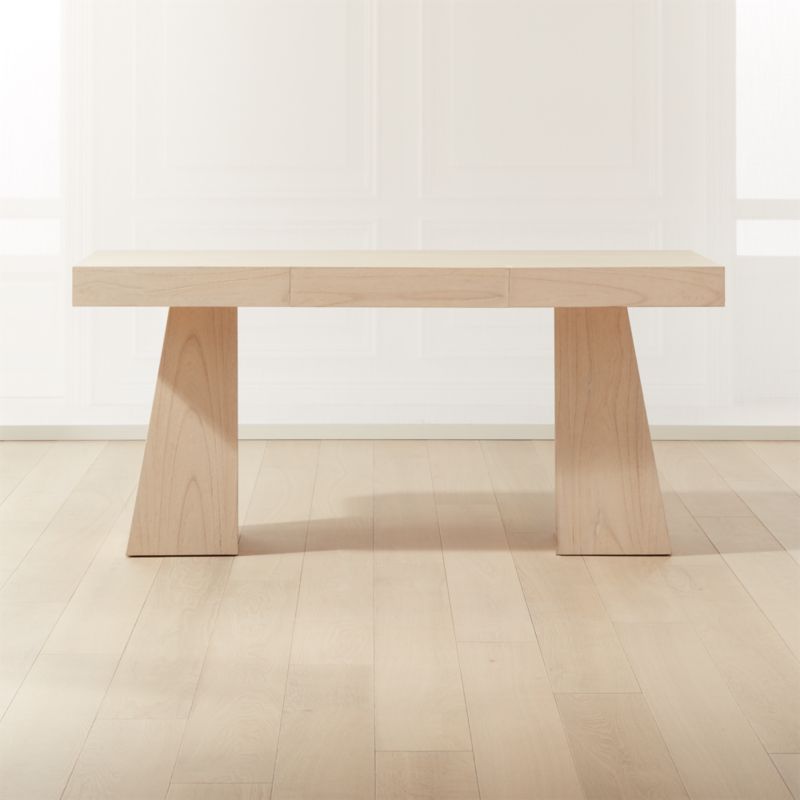 Ridge Modern Bleached Oak Desk with Drawer + Reviews | CB2