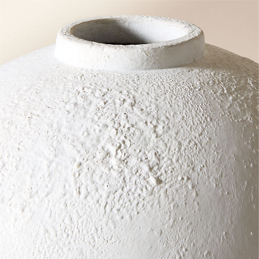 Rile Textured White Terracotta Floor Vase 24"