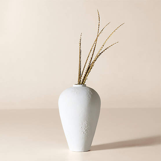 Rile Textured White Terracotta Floor Vase 24"