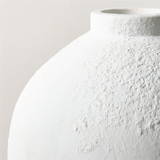 Rile Textured White Terracotta Vase