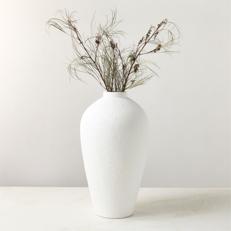 View Rile Textured White Terracotta Vase 18" details