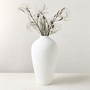 Rile Textured White Terracotta Vase 18" + Reviews | CB2