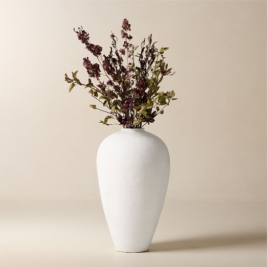 Rile Textured White Terracotta Floor Vase 31"