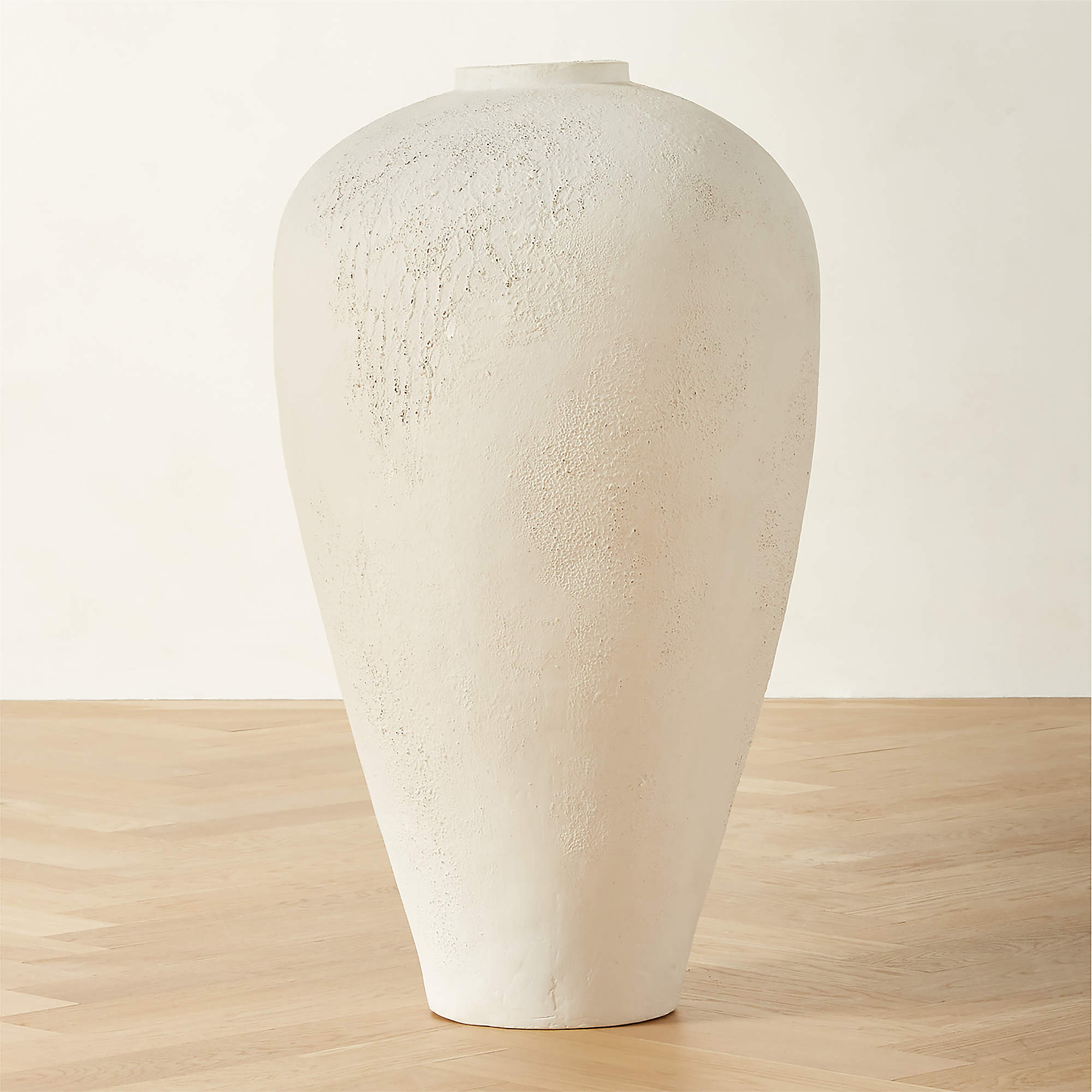 Rile Textured White Terracotta Floor Vase | CB2 Canada