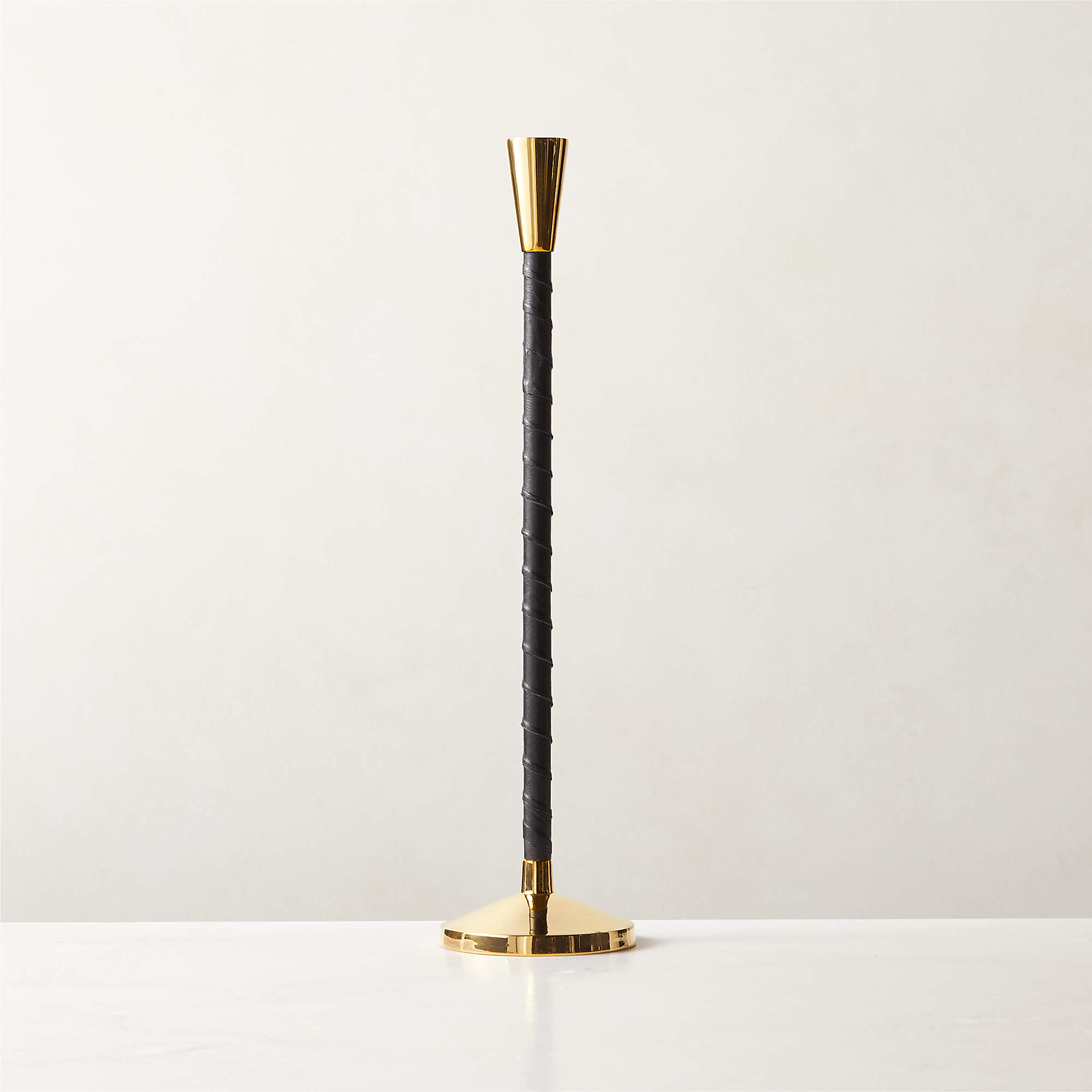 Rim Leather Taper Candle Holder Large + Reviews CB2 Canada