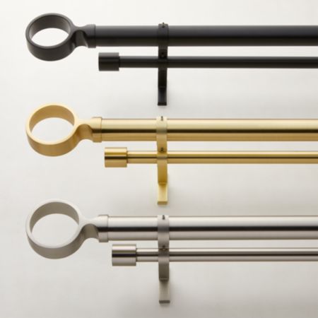 Ring Finial Double Rod Curtain Rod Set Cb2